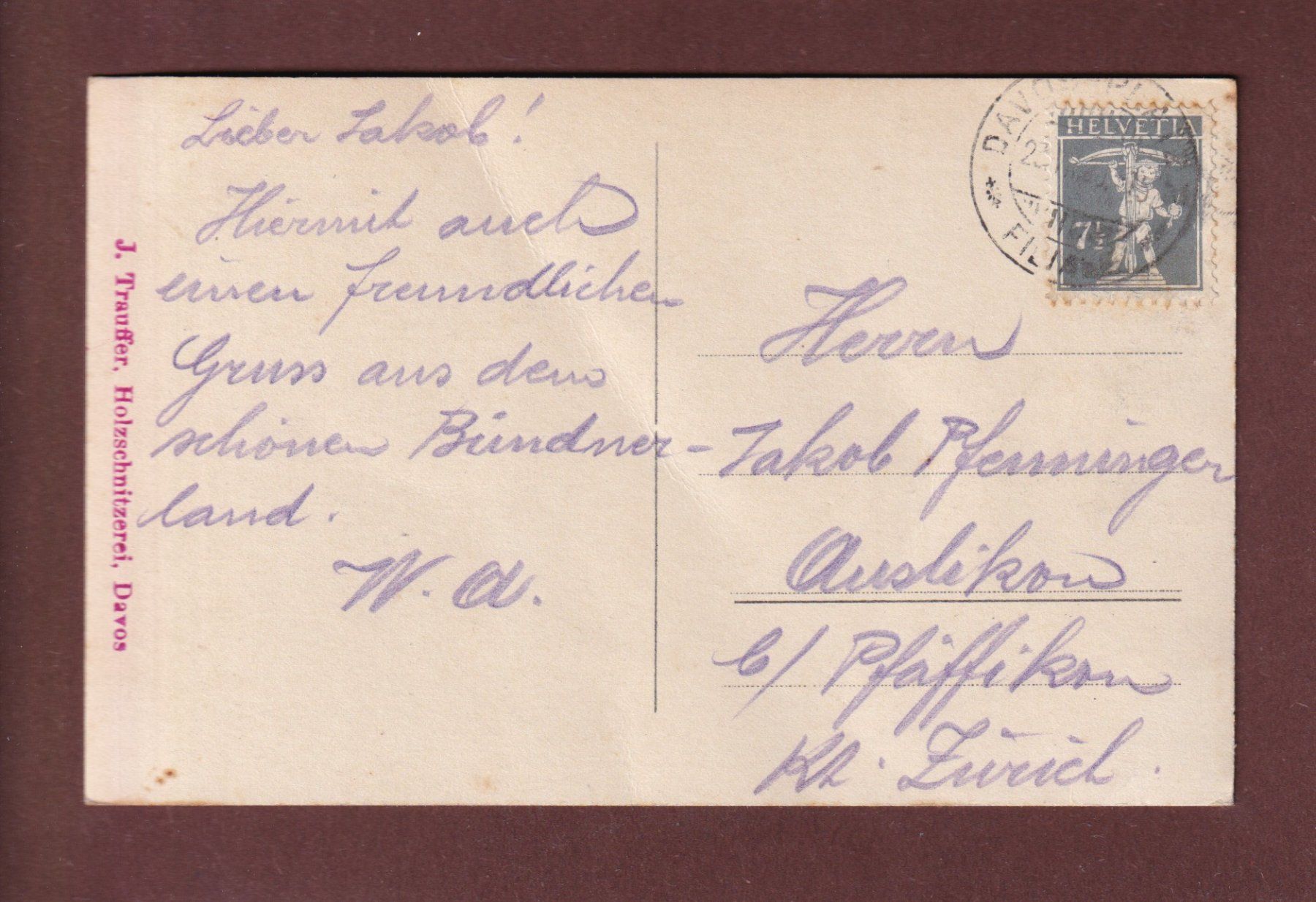 Cartoline postali: DAVOS - Teilansicht - 1920 // Falte // – Usato da Pully venduto da nicecards-shop 1