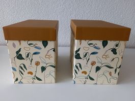 2 kleine Boxen mit Deckel, Sprossenmuster