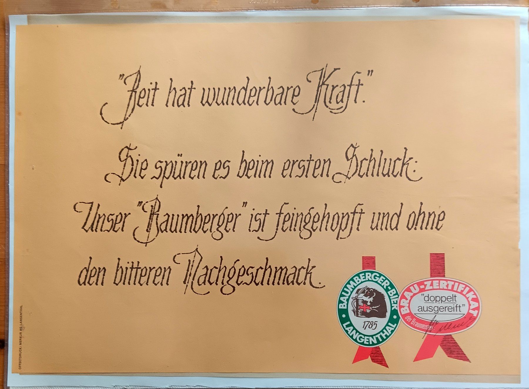 Sottobicchieri: 25 x Tischset Bier Brauerei Baumberger Langenthal – Usato da Lichtensteig venduto da B-B-Bier