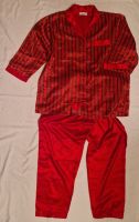 Elegantes rot-schwarzes Satin-Pyjama-Set – Grösse 44–48