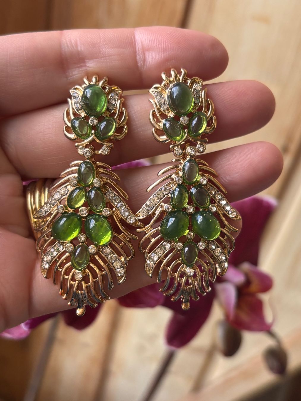 Orecchini pendenti & Orecchini a lobo: Boucles d'Oreilles or & pierres vertes – Nuovo (secondo la descrizione) da Lausanne venduto da mel2dreams 1