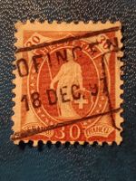 Schweiz Briefmarke Stehende  Helvetia 30 Rappen, 18.Dez1897