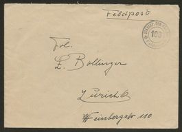 1940 Feldpostbrief von Stabs Kompanie Geb. Füs Bat 108 n ZH