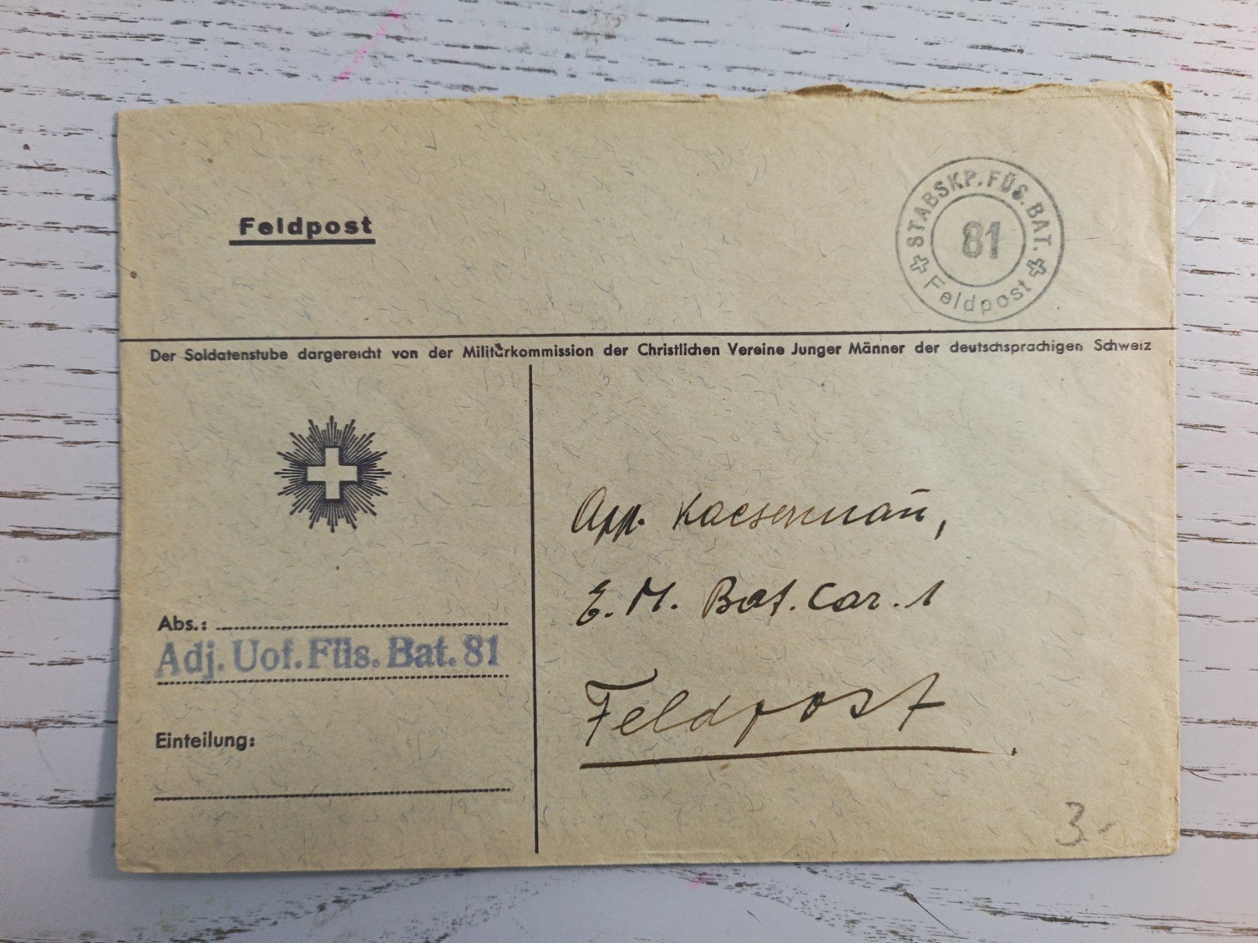 Tutti i francobolli: Feldpost Couvert STABSKP.FÜS.BAT 81 – Nuovo (secondo la descrizione) da Dübendorf venduto da goeggi79