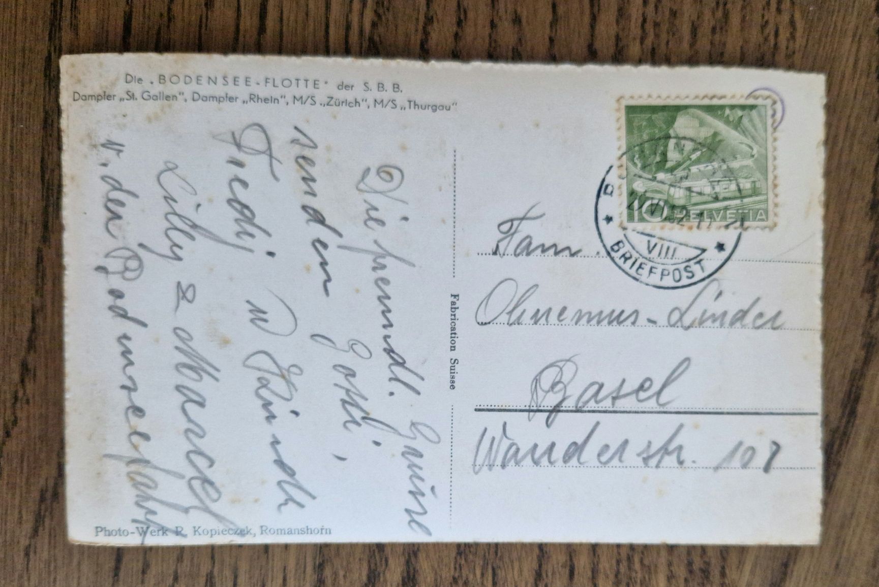 Cartoline postali: Dampferparade  Bodenseeflotte 1952 – Usato da Ebikon venduto da Donar50 1