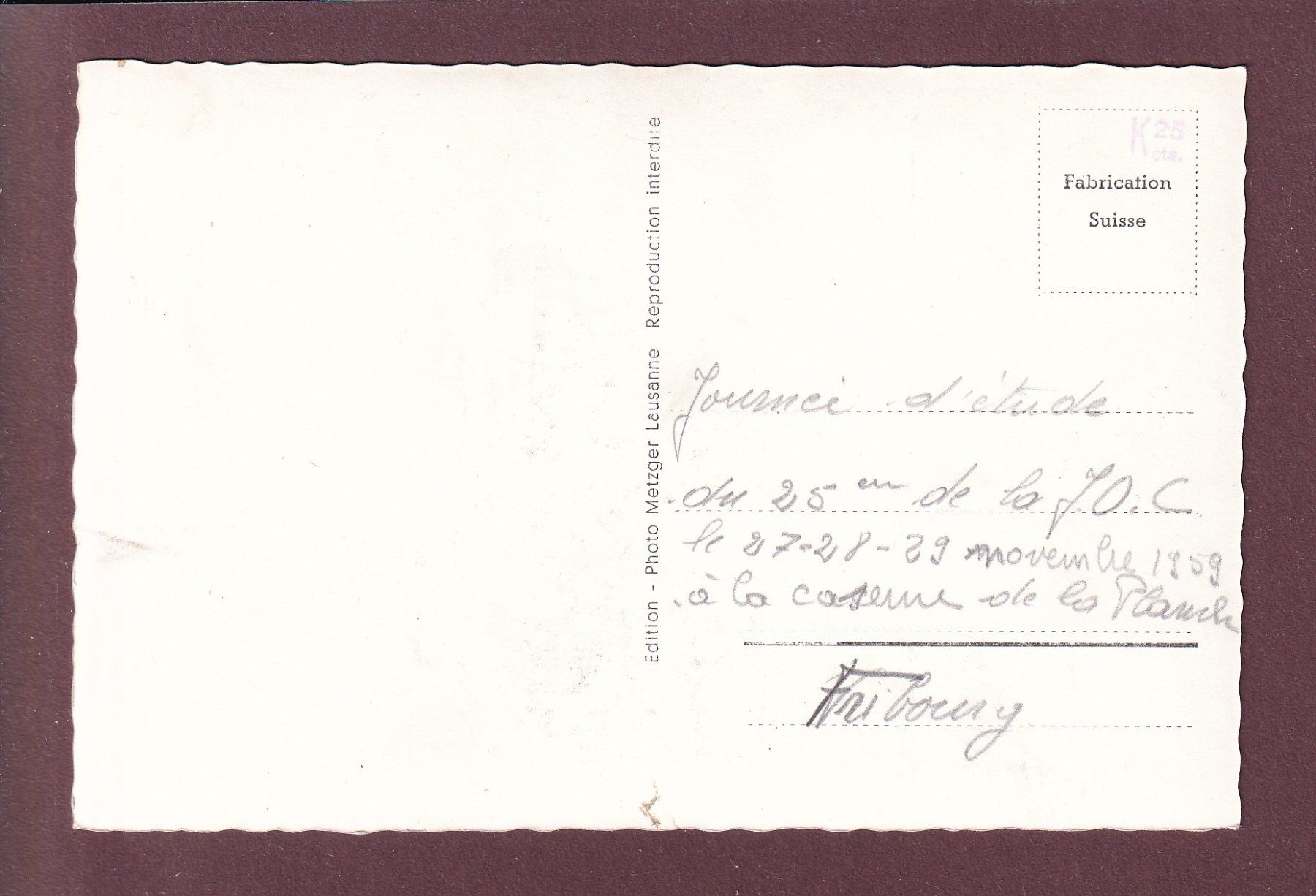 Cartoline postali: FRIBOURG - La caserne de la Planche – Usato da Pully venduto da nicecards 1
