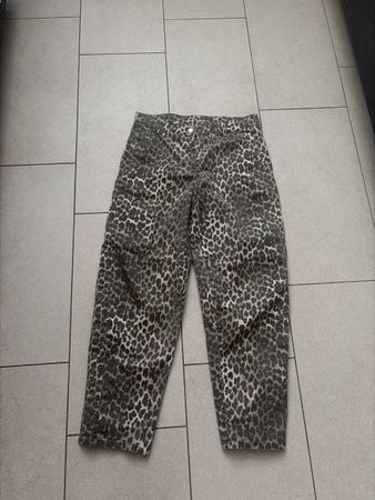 Cambio Barrel Jeans Gr. 38 Leo Print Grau Beige – leichter D