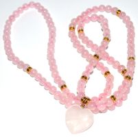 72CM KETTE STEINKETTE EDELSTEINKETTE ECHTER ROSENQUARZ ECHT!