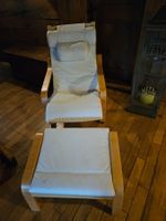 IKEA Poäng Sessel mit Hocker beige gebraucht Zustand