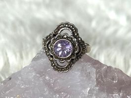 Vintage Silberring 925 mit lila Stein