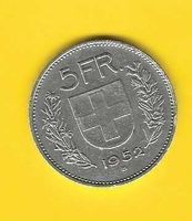 Fr.5.-1952u.E.Qualität ss+/f.vz/Patina/Ag 0.835/15gr/12,525g