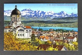 AK Zürich Kreuzkirche und Glarneralpen ungelaufen