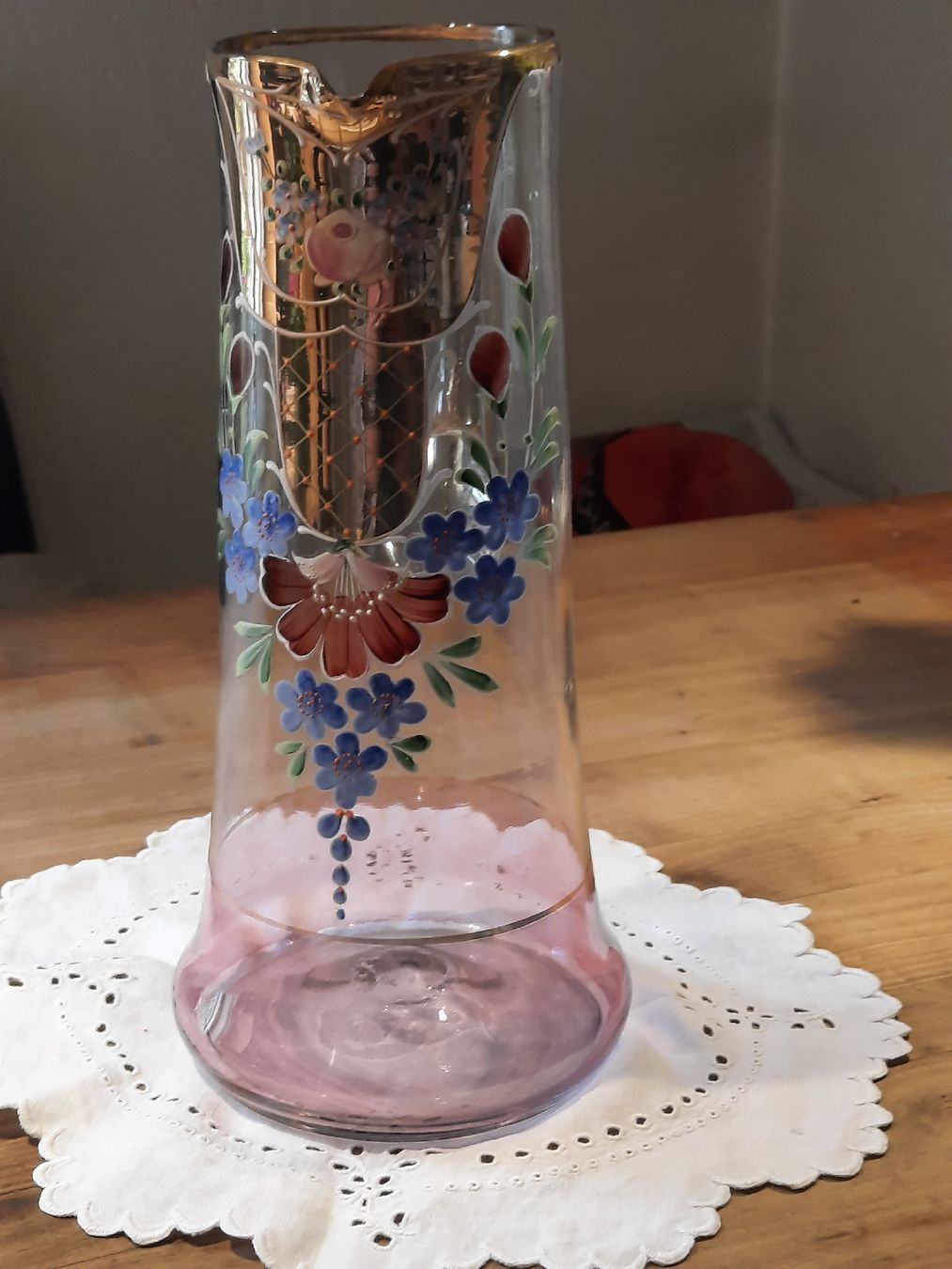 Caraffe: Biedermeier GLASKRUG mit Emailmalerei – Usato da Busswil BE venduto da balu37 1