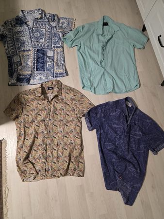 4 Herren Kurzarm Hemden Set verschiedene Muster Grösse L