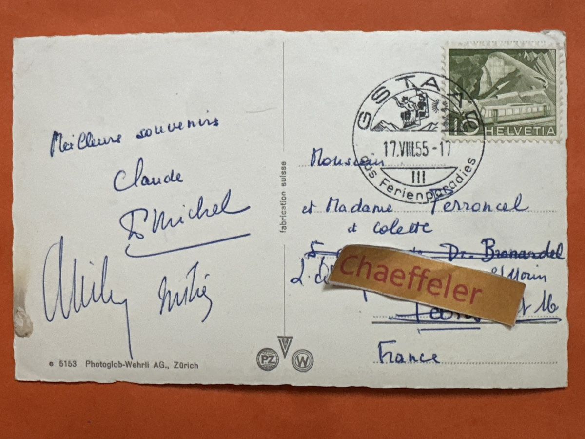 Ansichtskarten: 1955 Gstaad  – Gebraucht aus Zürich von Chaeffeler 1
