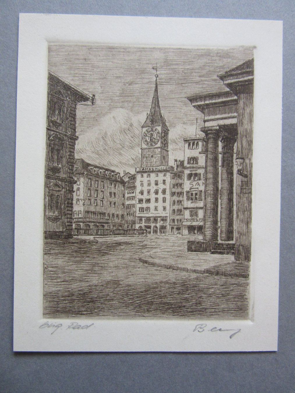 Grafica & Litografie: ZÜRICH  RADIERUNG handsigniert – Usato da Gersau venduto da grafik-kunst