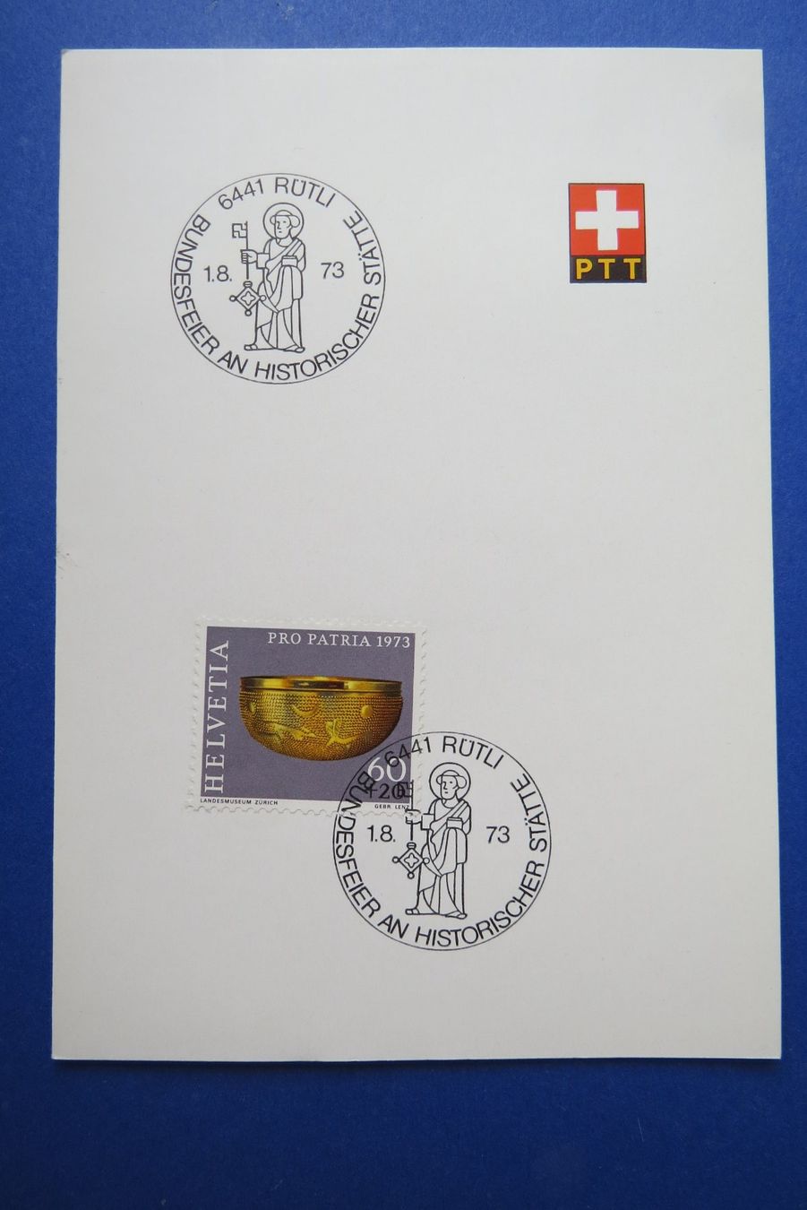 Tutti i francobolli: PTT-Böglein mit Stempel RÜTLI 1.August 1973 – Usato da Brunnen venduto da Kumari
