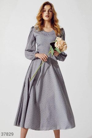 Grey Cotton MIDI Dress Size: L New