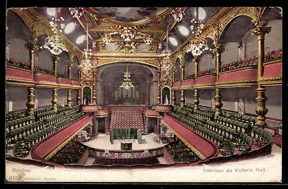 Cartoline postali: AK Geneve, Interieur du Victoria Hall – Usato da Berlin venduto da bartko-reher