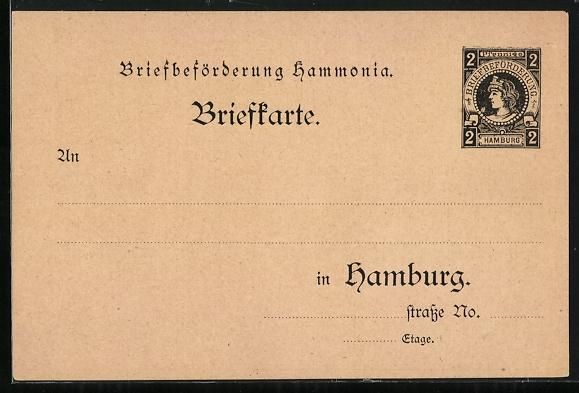 Cartoline postali: Hamburg, Briefbeförderung Hammonia, Gan – Usato da Berlin venduto da bartko-reher
