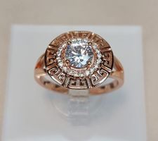 Ring vergoldet: griechischer Stil, weisser Stein, Gr.57 (18)