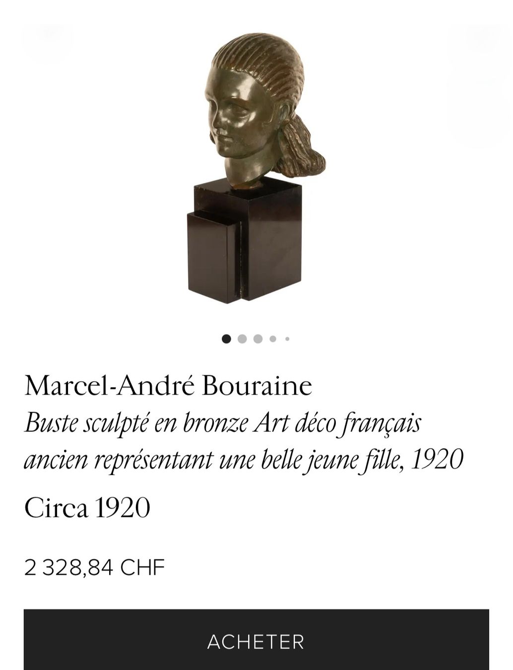 Skulpturen & Statuen: Buste Art-déco Bourraine , 1920 – Gebraucht aus Lausanne von Vibewave 9