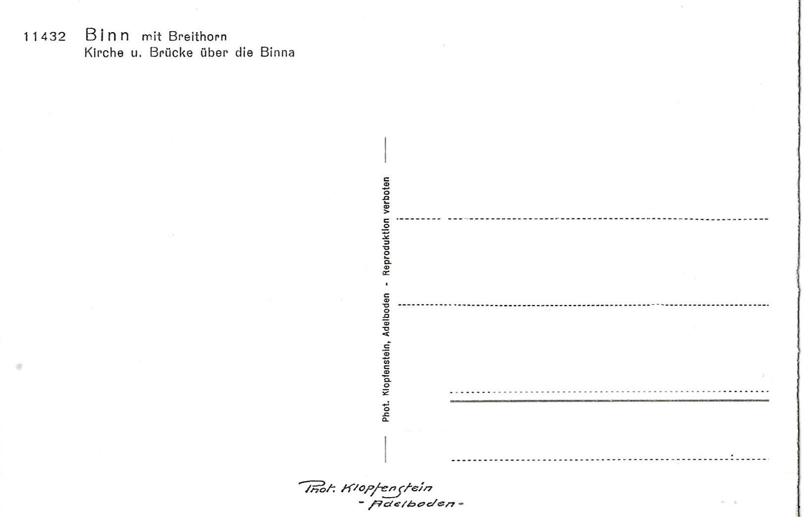 Cartoline postali: Klopfenstein, Binn VS – Usato da Frauenfeld venduto da Merk52 1