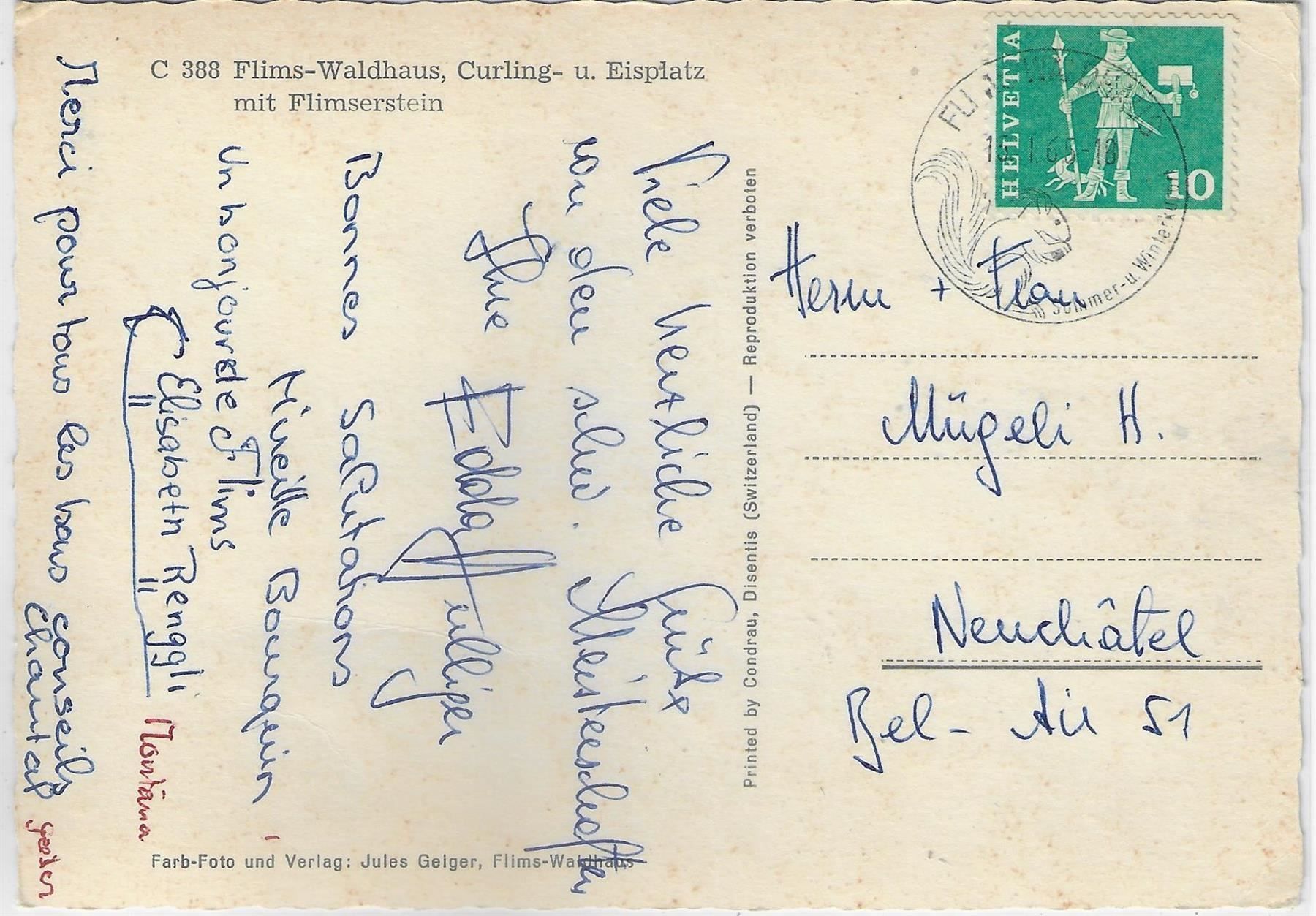 Cartes postales: Flims-Waldhaus - Curling- u. Eisplatz – D'occasion à Ettingen par Kartenplanet 1