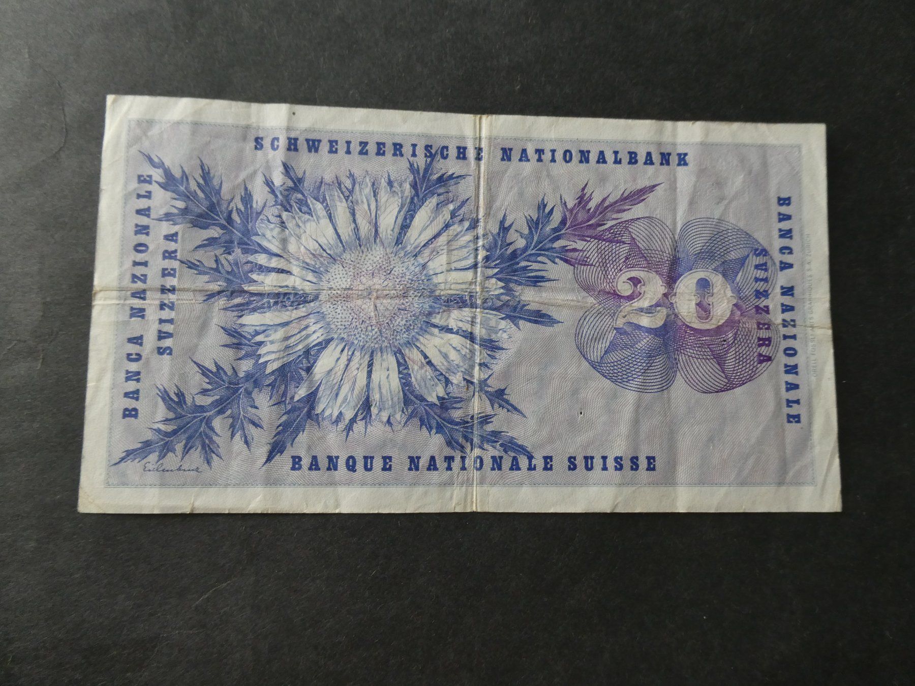 Banconote: Schweiz 1974,  20 Franken – Usato da Hinterforst venduto da Rohusri 1