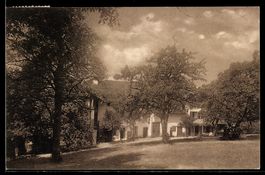 AK Vevey, Häuserreihe mit Bäumen und Wiese