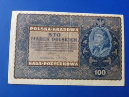 Alte polnische Banknote 100 Mark 1919, Rarität aus Polen!