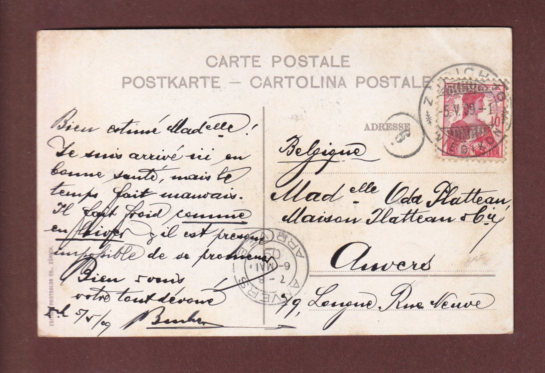 Cartes postales: ZÜRICH - Quaibrücke - 1909 – D'occasion à Pully par nicecards-shop 1