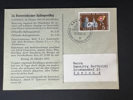 1955 Einzahlungsschein mit Sonderstempel Ballonpost  (V452)