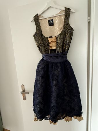 Oktoberfest Dress Anina W. Party Dirndl Gold Blue Size S