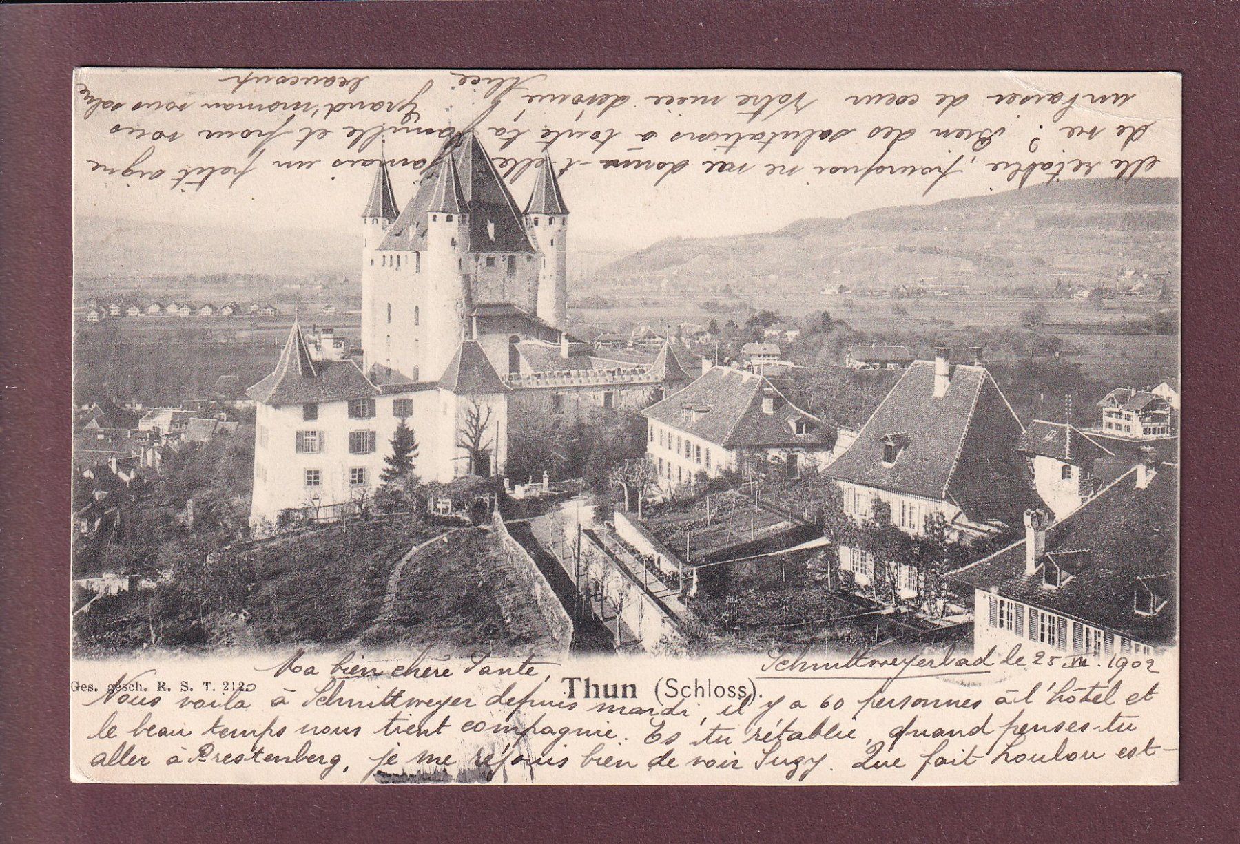 Ansichtskarten: THUN - Schloss - 1902 // Eckbug // – Gebraucht aus Pully von nicecards