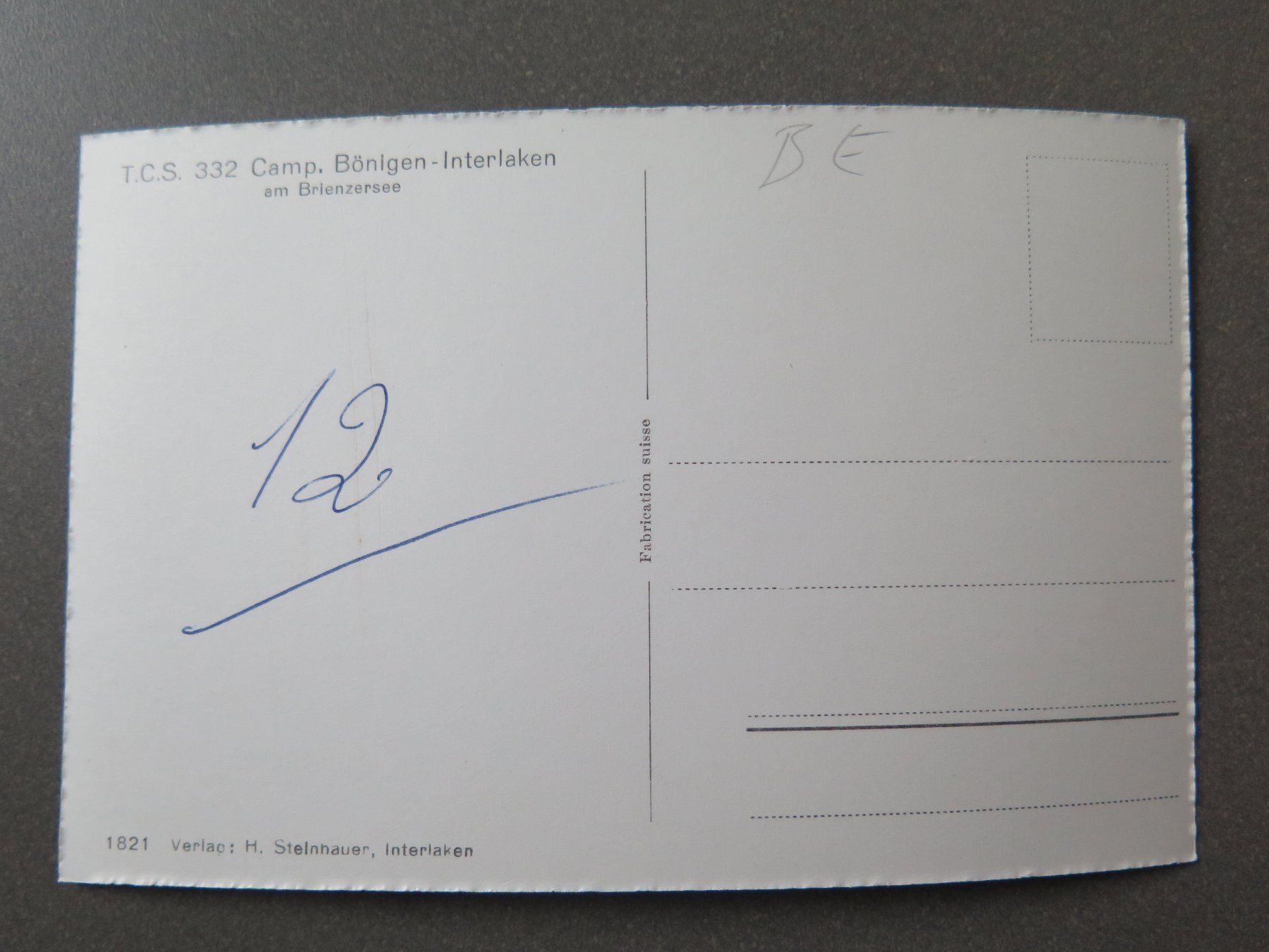 Cartoline postali: BÖNIGEN-INTERLAKEN - T.C.S. CAMPING – Usato da Wittenbach venduto da lipasal 1
