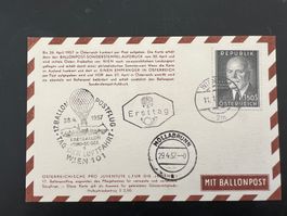 Ballonpost Österreich Karte 1957 Hollabrunn Luxus  (V90)