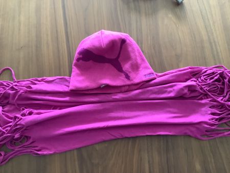 Pinkes Puma Set! Mütze und Schal für den Winter.