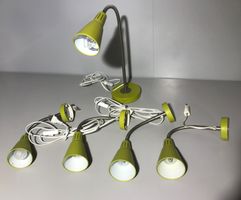4 Wand-, 1 Tischlampe aus den 60, 70 Jahre, mit Flexhals