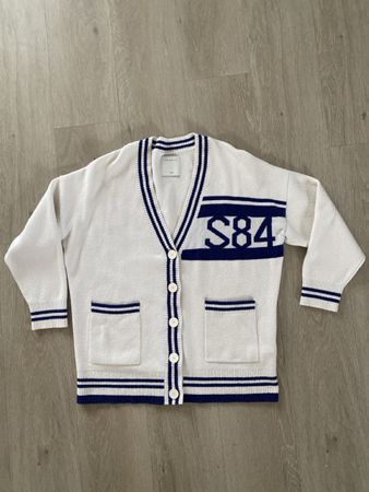 Cardigan Sandro blanc/bleu taille 2 bon état