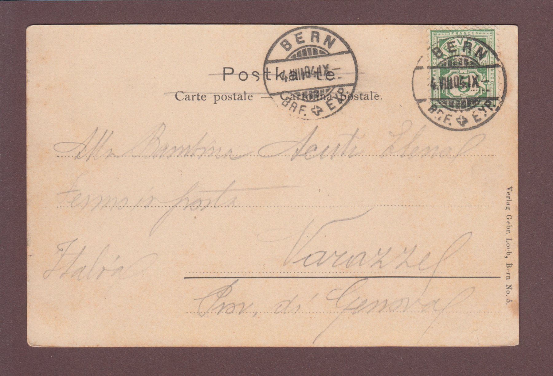 Cartoline postali: BERN - Hirschpark - 1904 // minim Riss // – Usato da Pully venduto da nicecards 1
