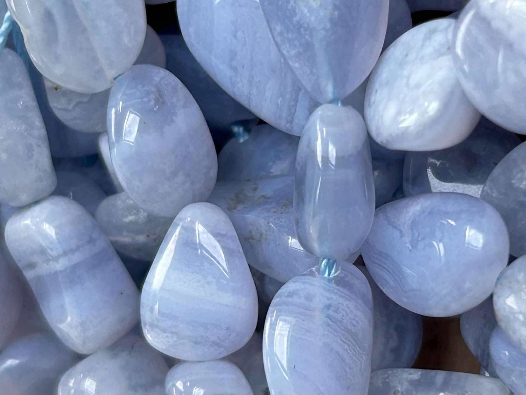 Pietre preziose: Strang echte Blue lace agate Nuggets / stone 8-10 mm – Nuovo e nell'imballaggio originale da Niederrohrdorf venduto da Ytobi 2