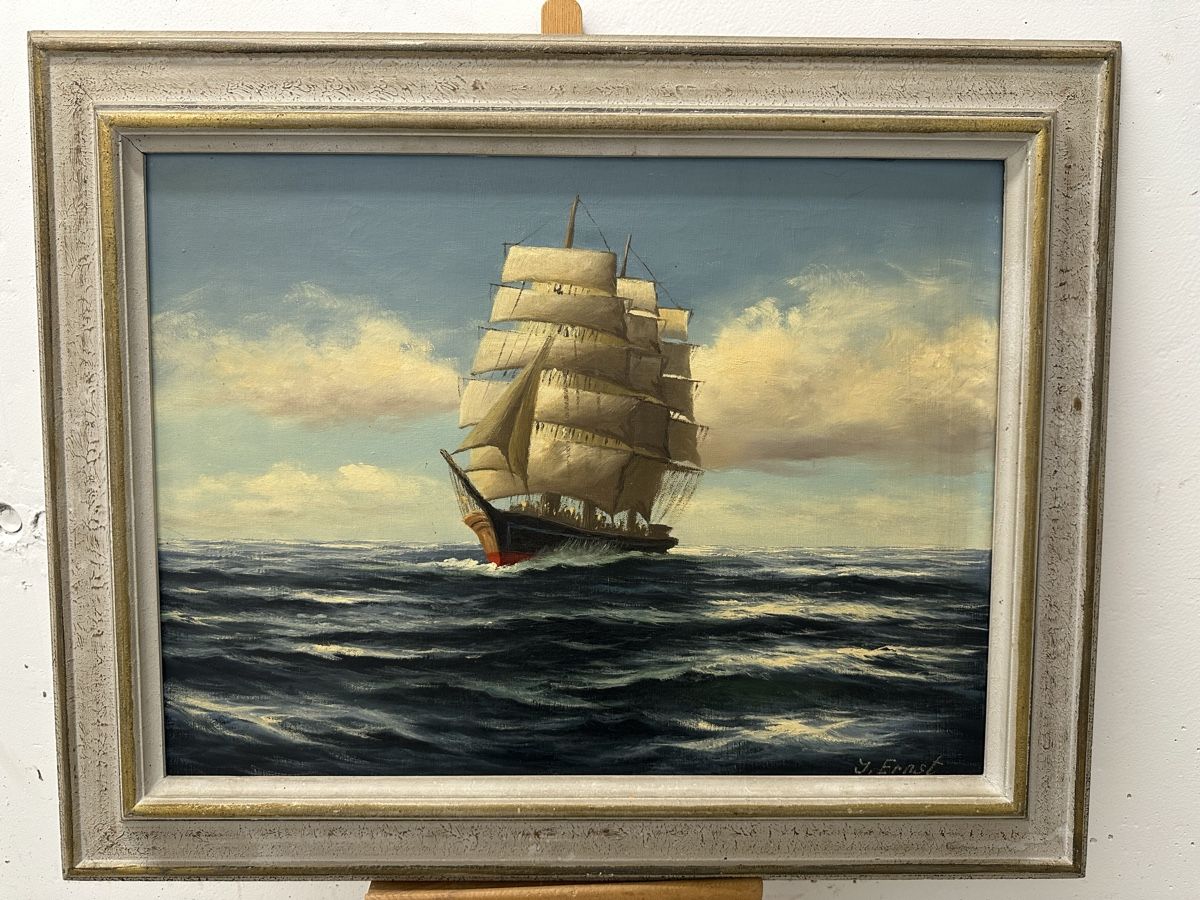 Dipinti: Antikes Gemälde Segelschiff auf hoher See – Usato da Ebikon venduto da Gaenggeliwaar