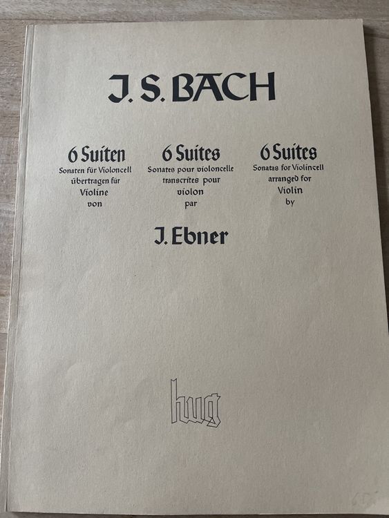 Libri: Bach, 6 solosuiten übertragen für Violine – Usato da Aesch BL venduto da shuja01