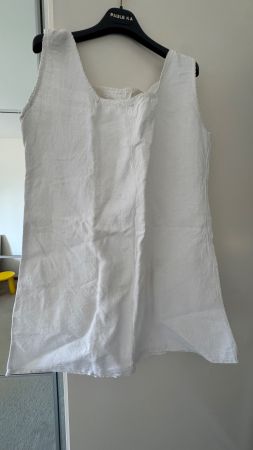 Chemise ancienne blanche en lin avec monogramme brodé tai...