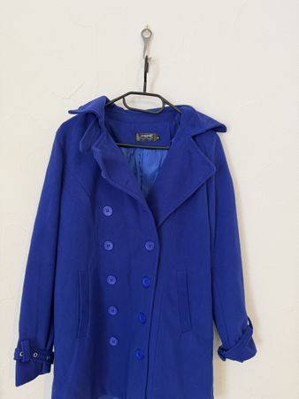 Manteau femme bleu double boutonnage taille M