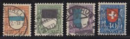 1922   Pro Juventute Satz  Nr.J21-J24  Wappen TOP gestempelt