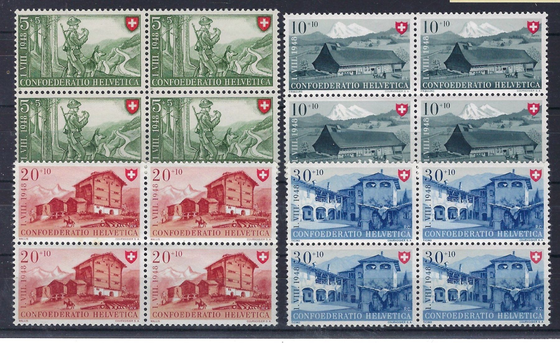 Tutti i francobolli: 1948 Pro Patria Viererblocks postfrisch  15970 – Usato da Lunden venduto da Animus999