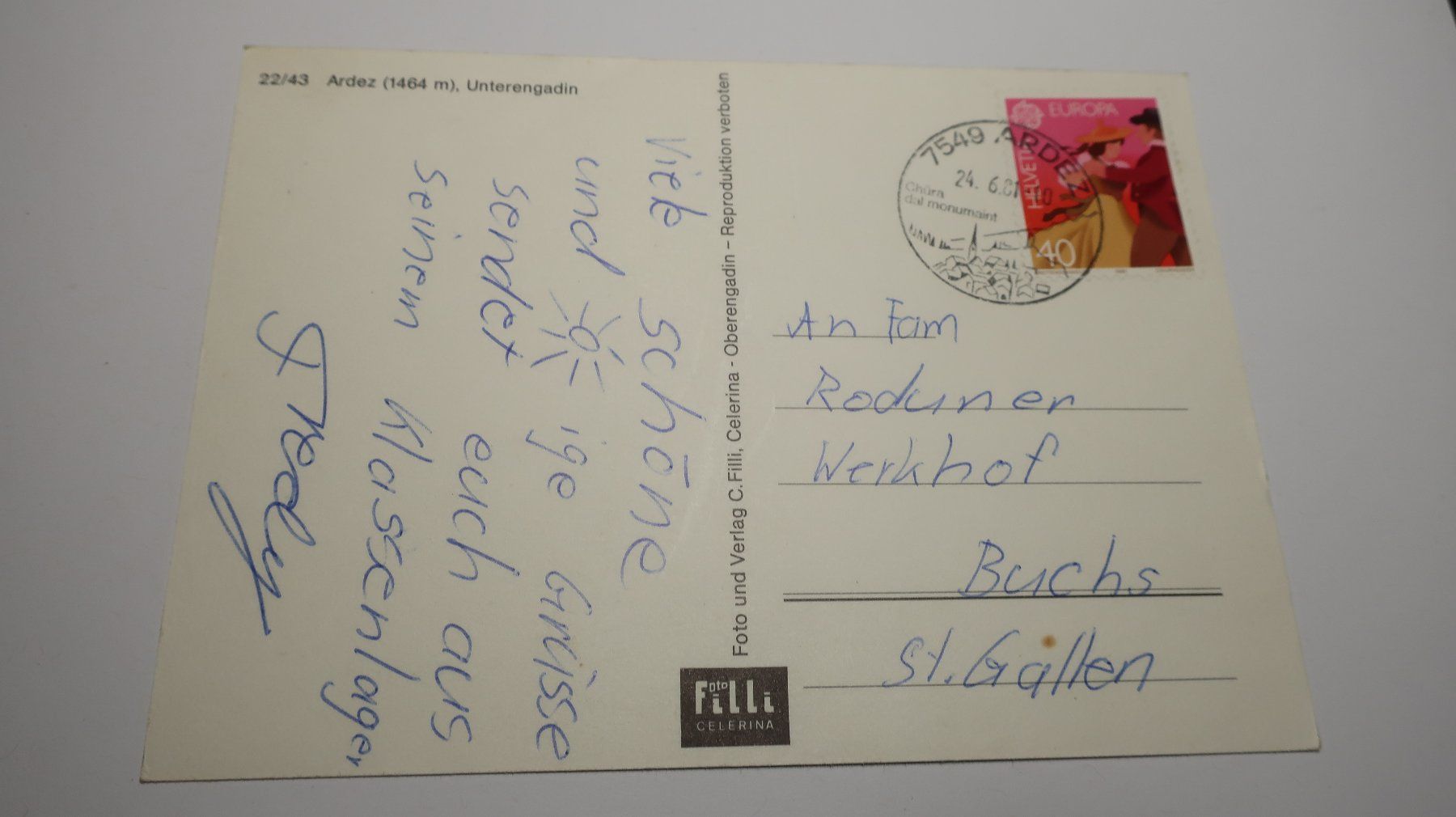Cartoline postali: Ardez Unterengadin  1981 Multivues – Usato da Cormoret venduto da Pascalll2001 3