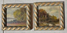 Lot de 2 petites huiles anciennes